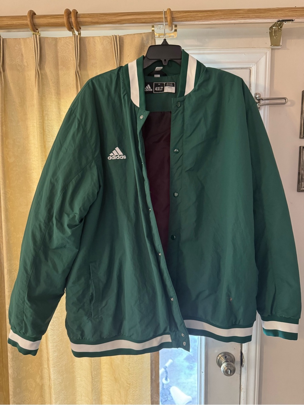 Big and Tall Adidas Men's Green Bomber Jacket